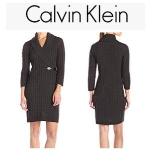 Calvin Klein sheath cable knit sweater dress sm